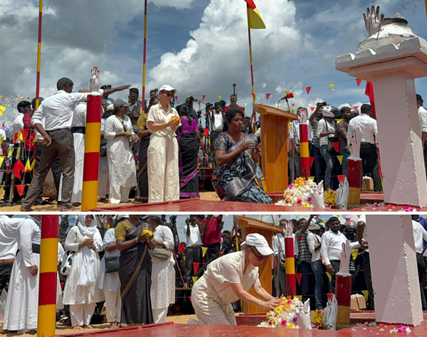 (PHOTOS) முள்ளிவாய்க்கால் நினைவு முற்றத்தில் சர்வதேச மன்னிப்புச் சபையின் செயலாளர் நாயகம் அஞ்சலி