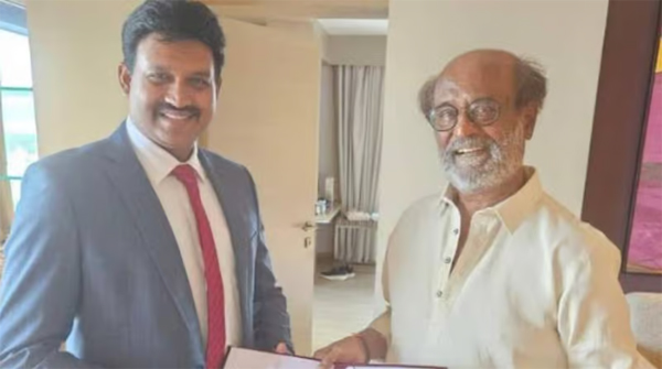 ரஜினிகாந்தை சந்தித்த செந்தில் தொண்டமான்: நினைவு முத்திரையும் வழங்கிவைப்பு